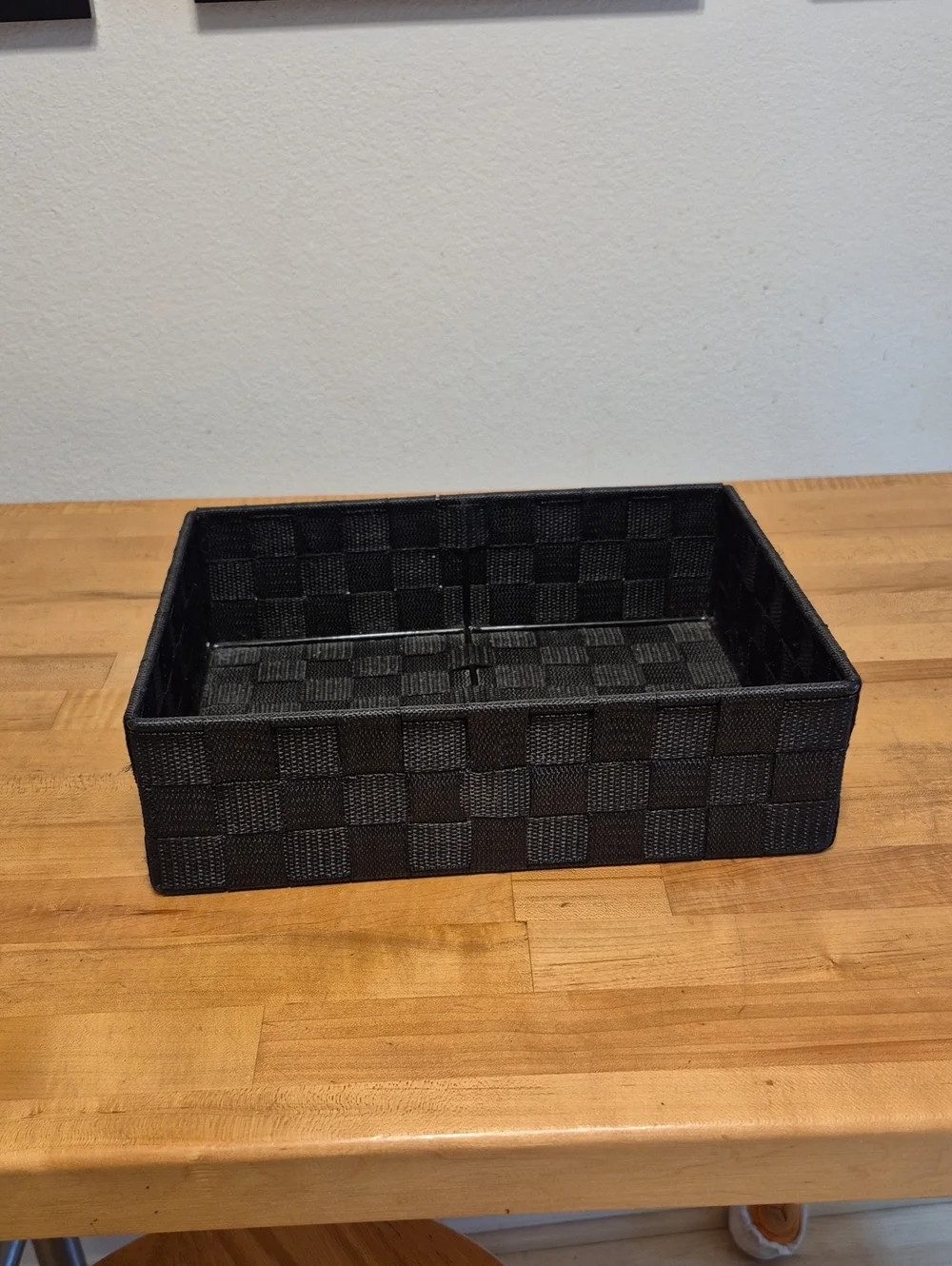 Black Woven Strap Wire Frame Paper Basket Storage Box
